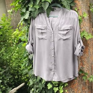 Express semi-sheer long sleeved blouse Grey L